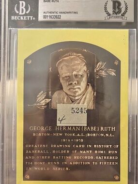 Babe Ruth Cut Signature Beckett BAS Authentic Handwriting HOF Display